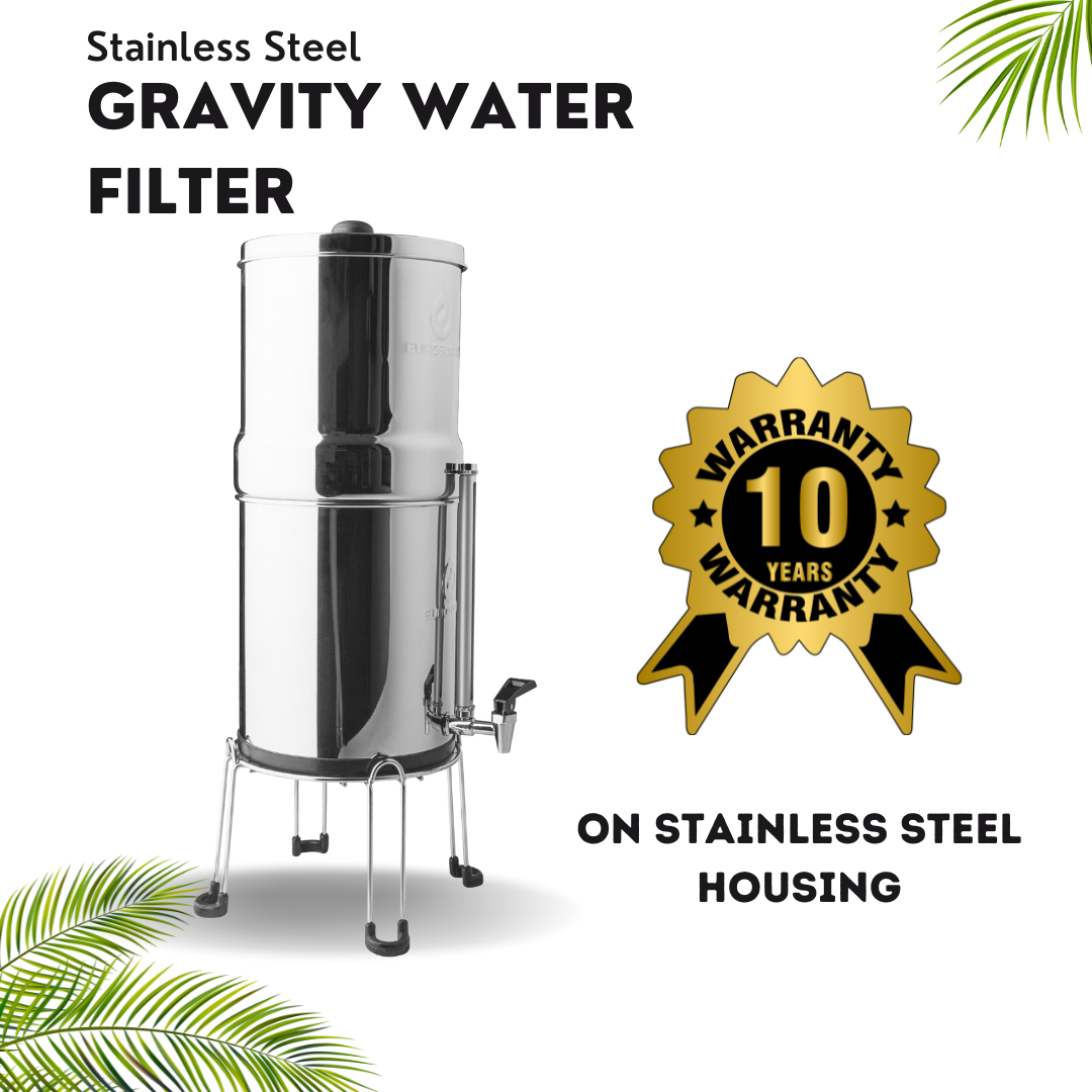 Gravity Water Filter 8.5 L (With Vision Tap + Stand + Mirror Finish) + 2 Activated Carbon Fitlers