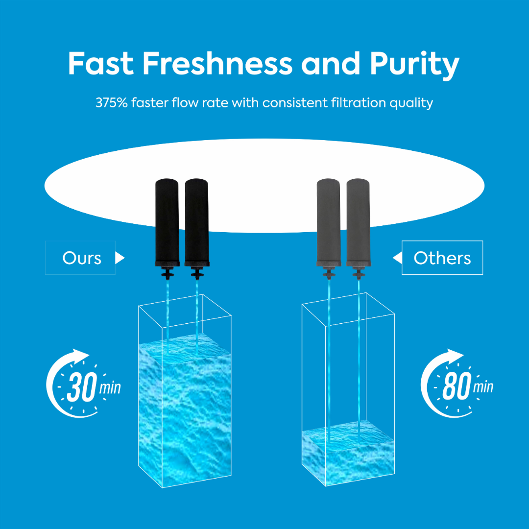 Gravity Water Filter 8.5 L (With Vision Tap + Stand + Mirror Finish) + 2 Activated Carbon Fitlers